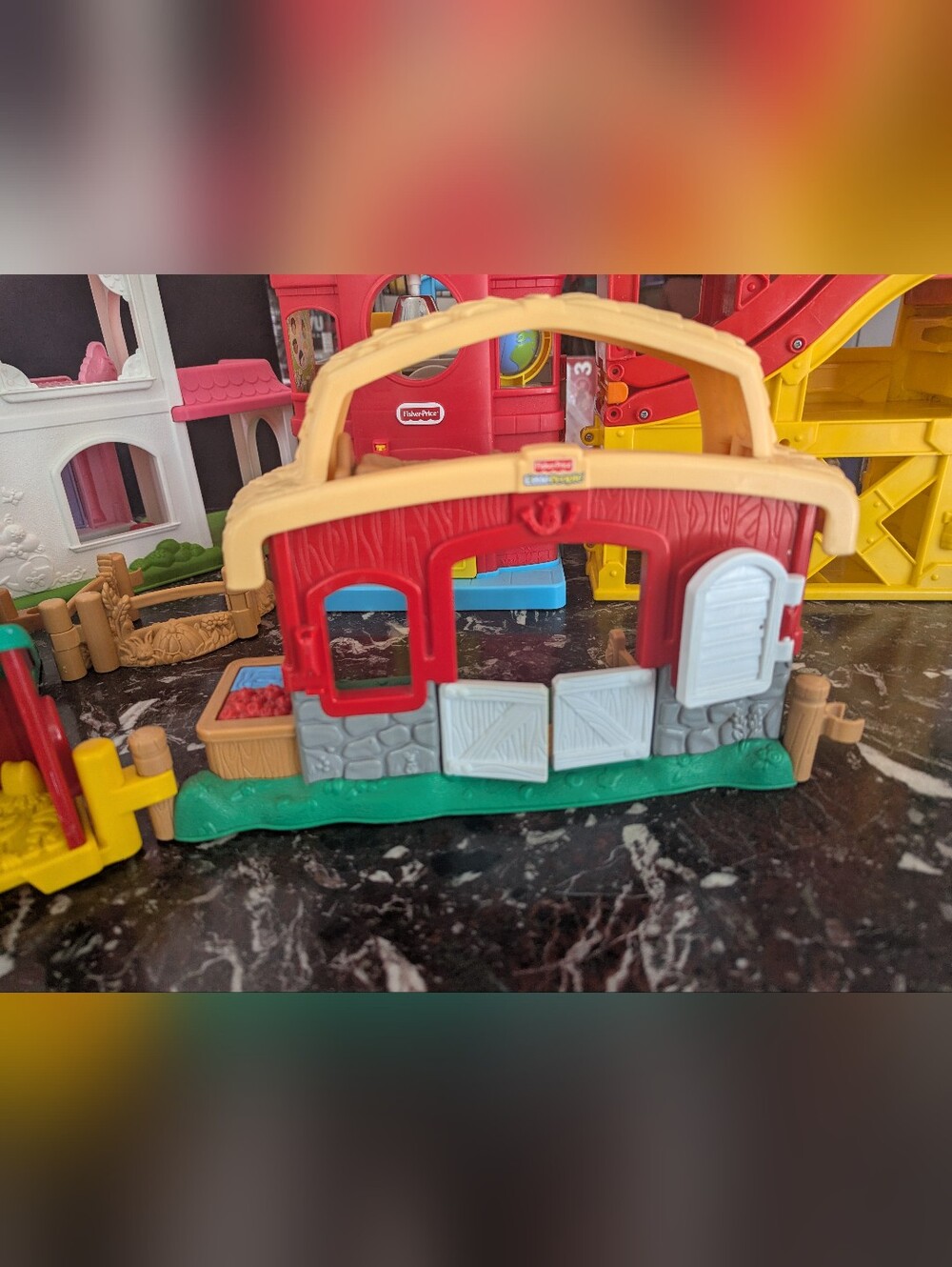 Little People - Fisher-Price Red, Tan and White Playset Barn Panel Likely